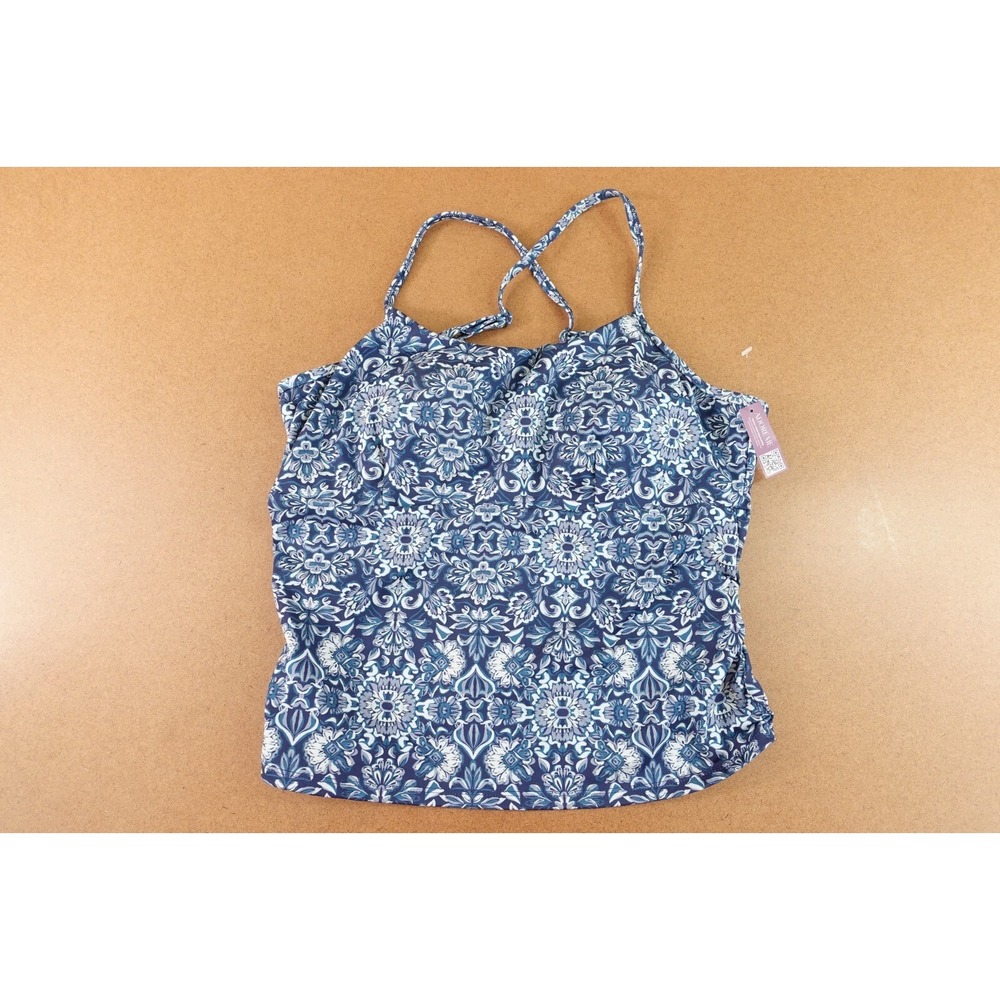 Adore Me Womens Size Large Blue Floral Jaden Contour Support Active Tank Top NWT